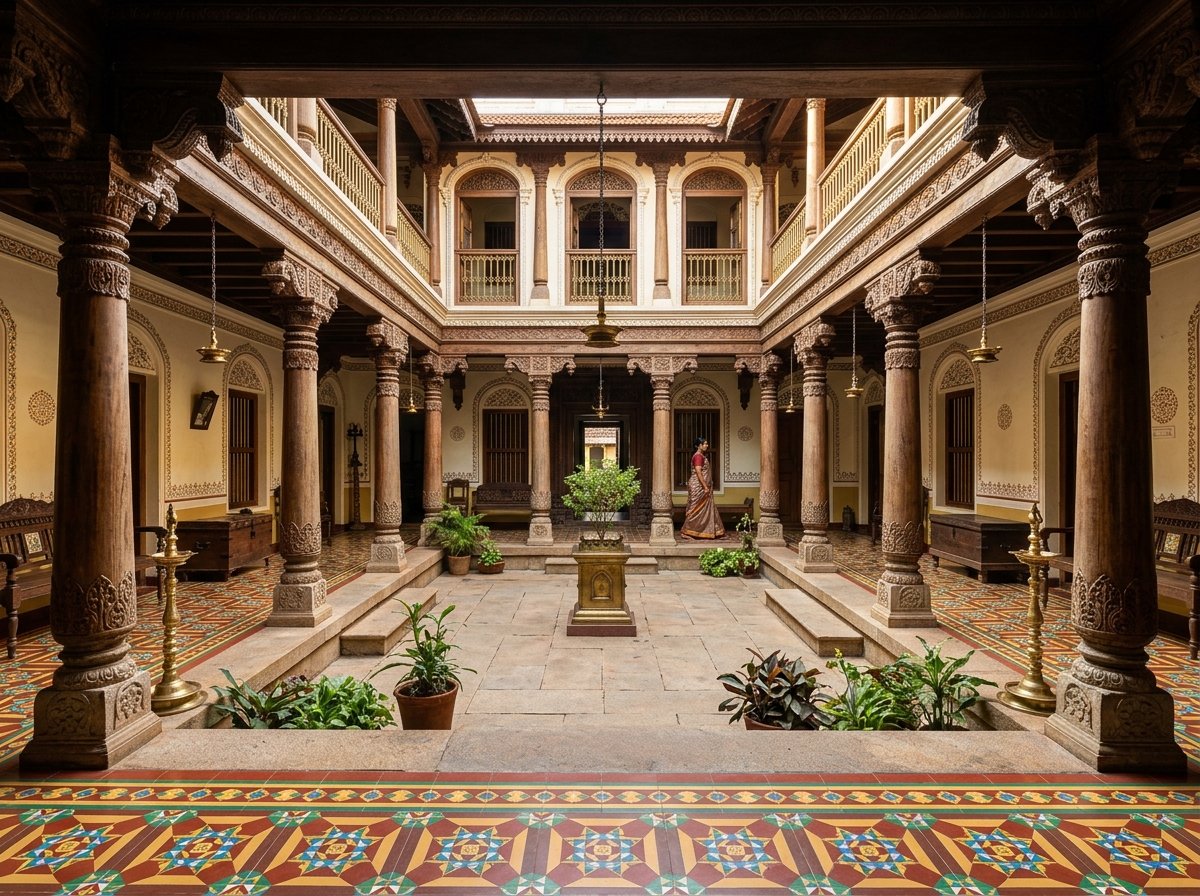 Chettinad Heritage Mansion Courtyard - Tamil Nadu DMC